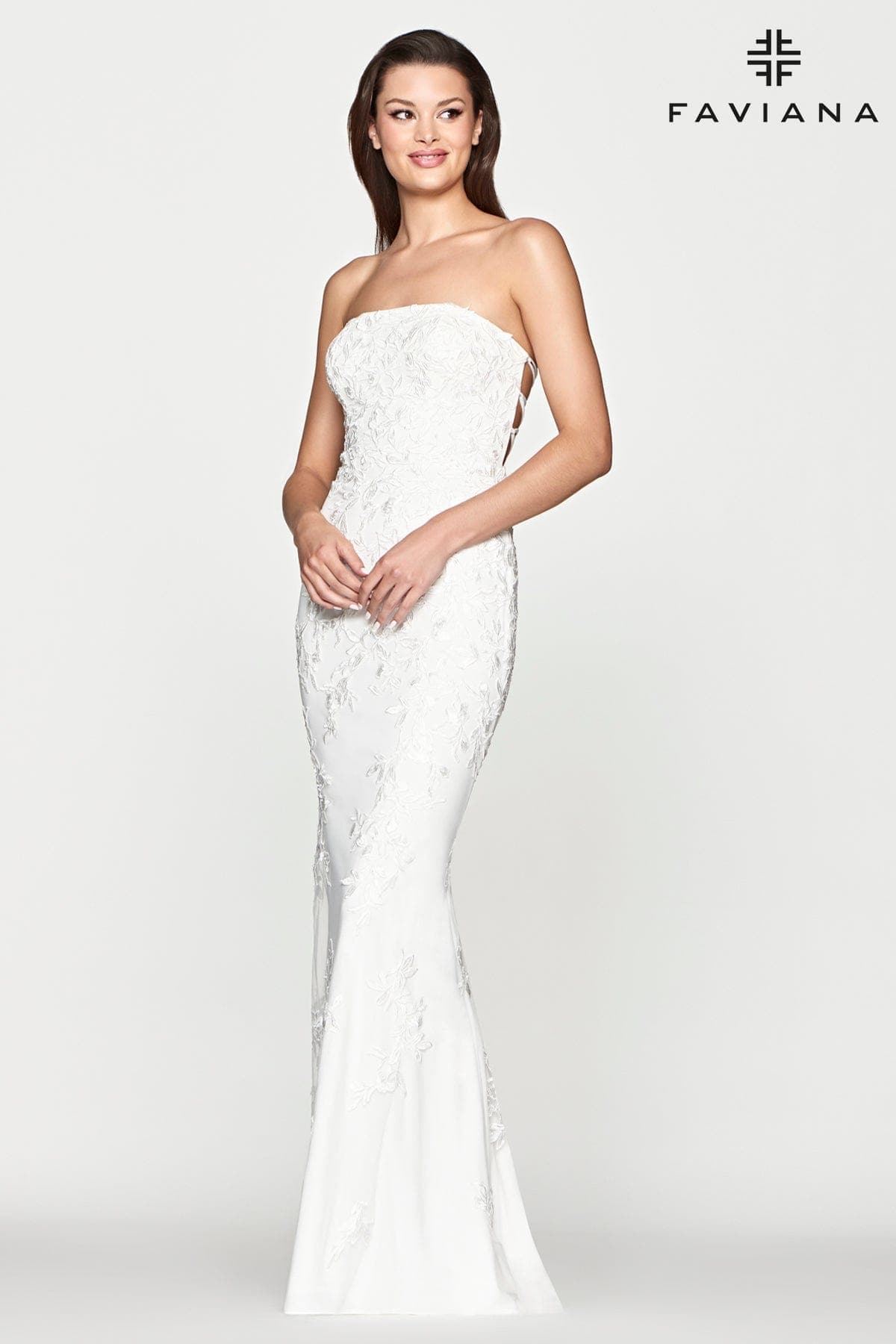 Faviana S10507 Long Simple Fitted  Lace Wedding Dress