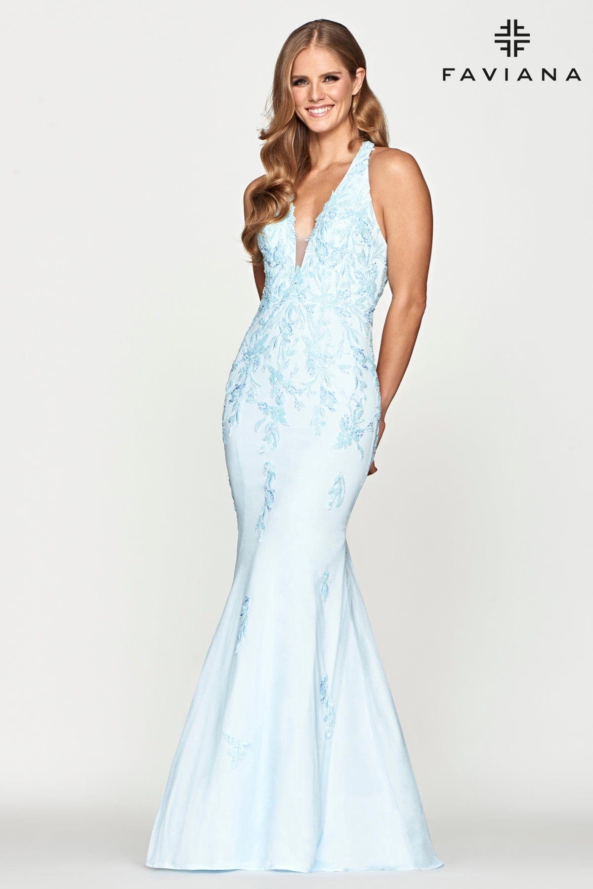 Faviana S10635 Long Beaded Formal Mermaid Prom Dress