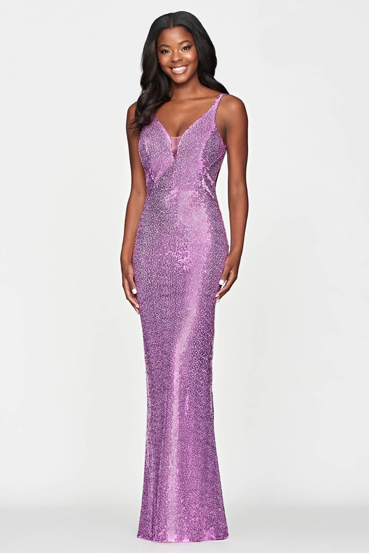 Prom Dresses Fitted Long Formal Sequin Prom Dress Orchid
