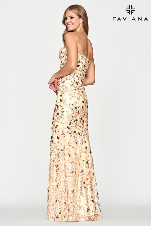 Prom Dresses  Prom Fitted Slit Long Formal Sequin Dress Nude/Gold