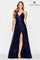 Prom Dresses A Line Long Formal Slit Prom Dress Navy