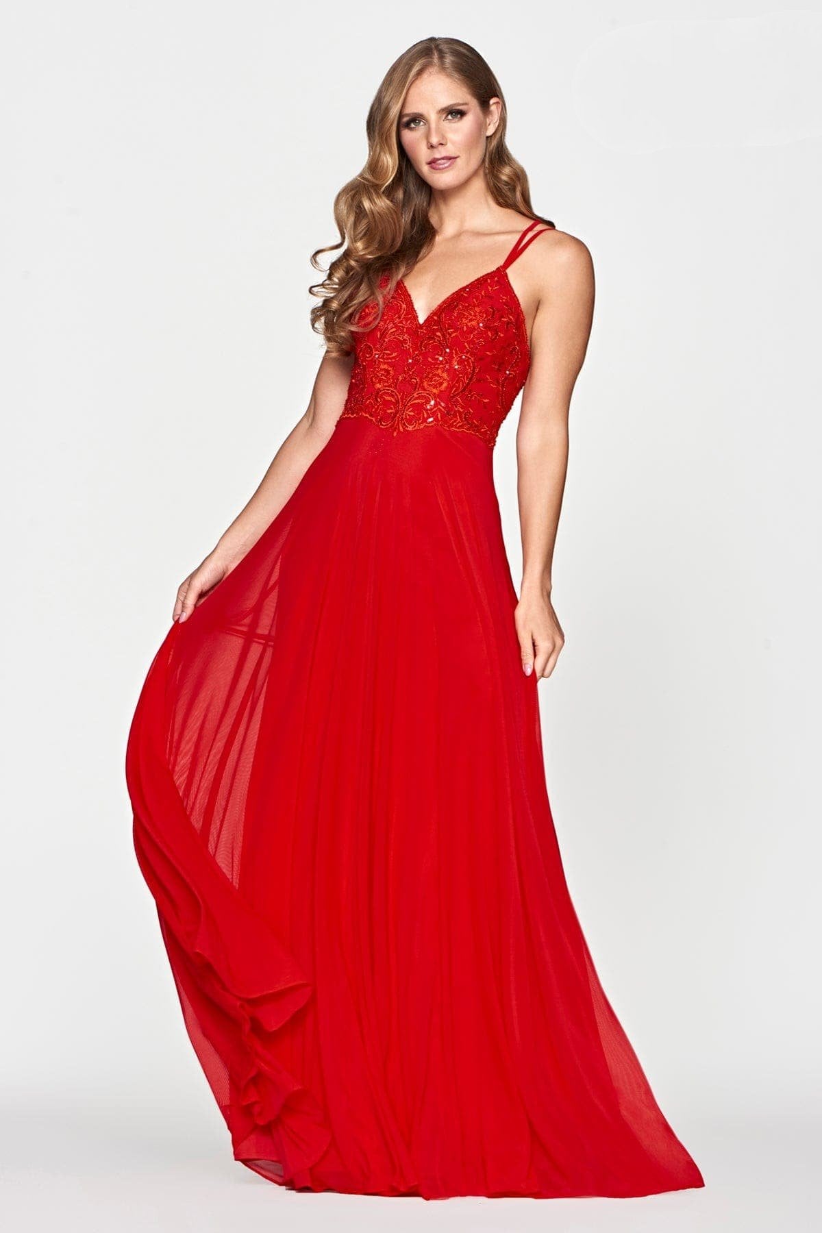 Prom Dresses Beaded Long Formal A Line Prom Dress Red