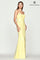 Prom Dresses Fitted Slit Long Formal Sequin Prom Dress Light Yellow