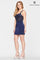 Cocktail Dresses Fitted Short Beaded Corset Cocktail Dress Navy