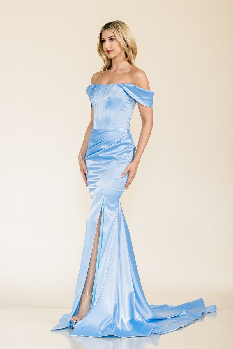 Prom Dresses Long Fitted Formal Prom Dress Baby Blue