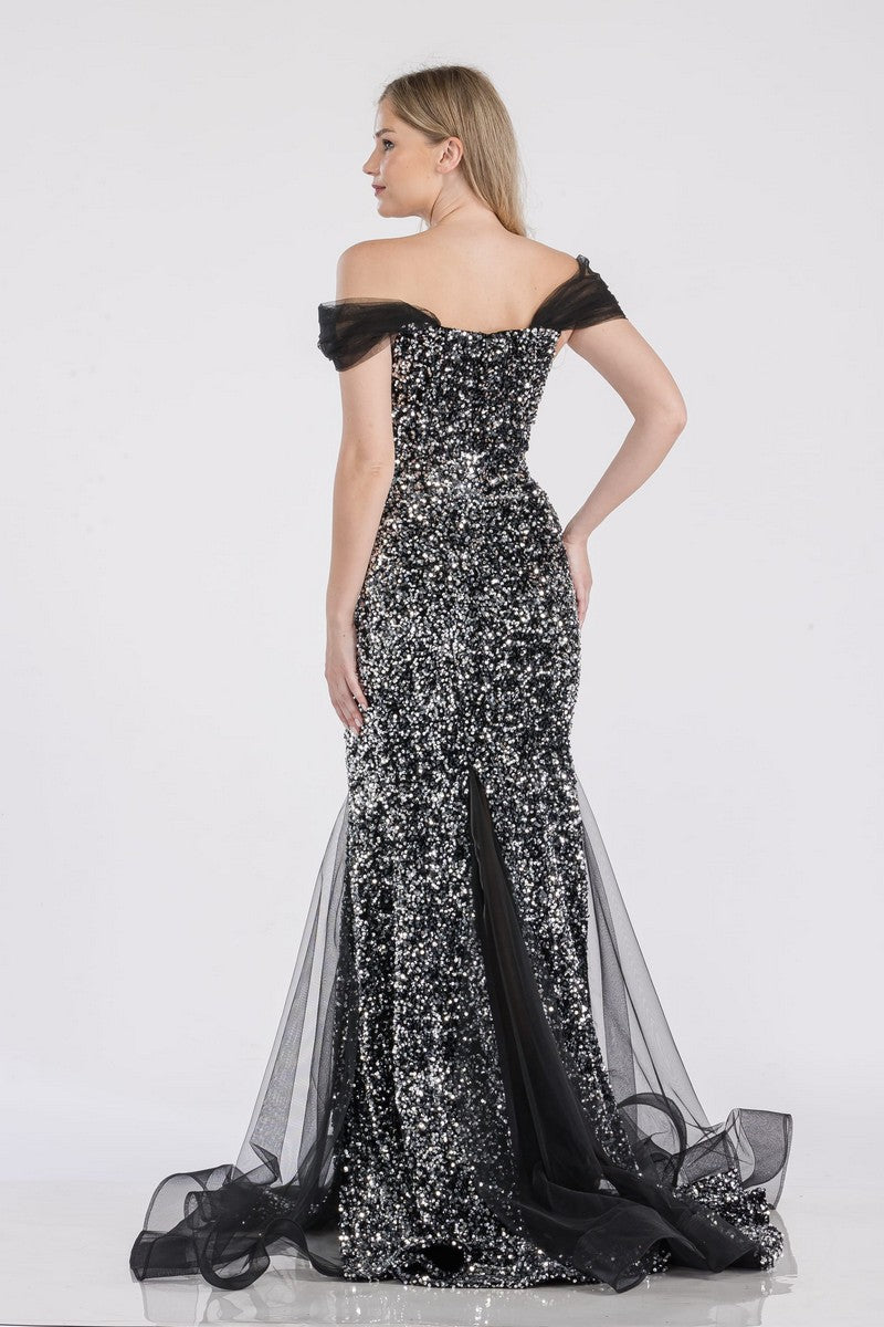 Multi Silver Prima Dress SA502353 Long Sequin Mermaid Formal Prom Dress ...
