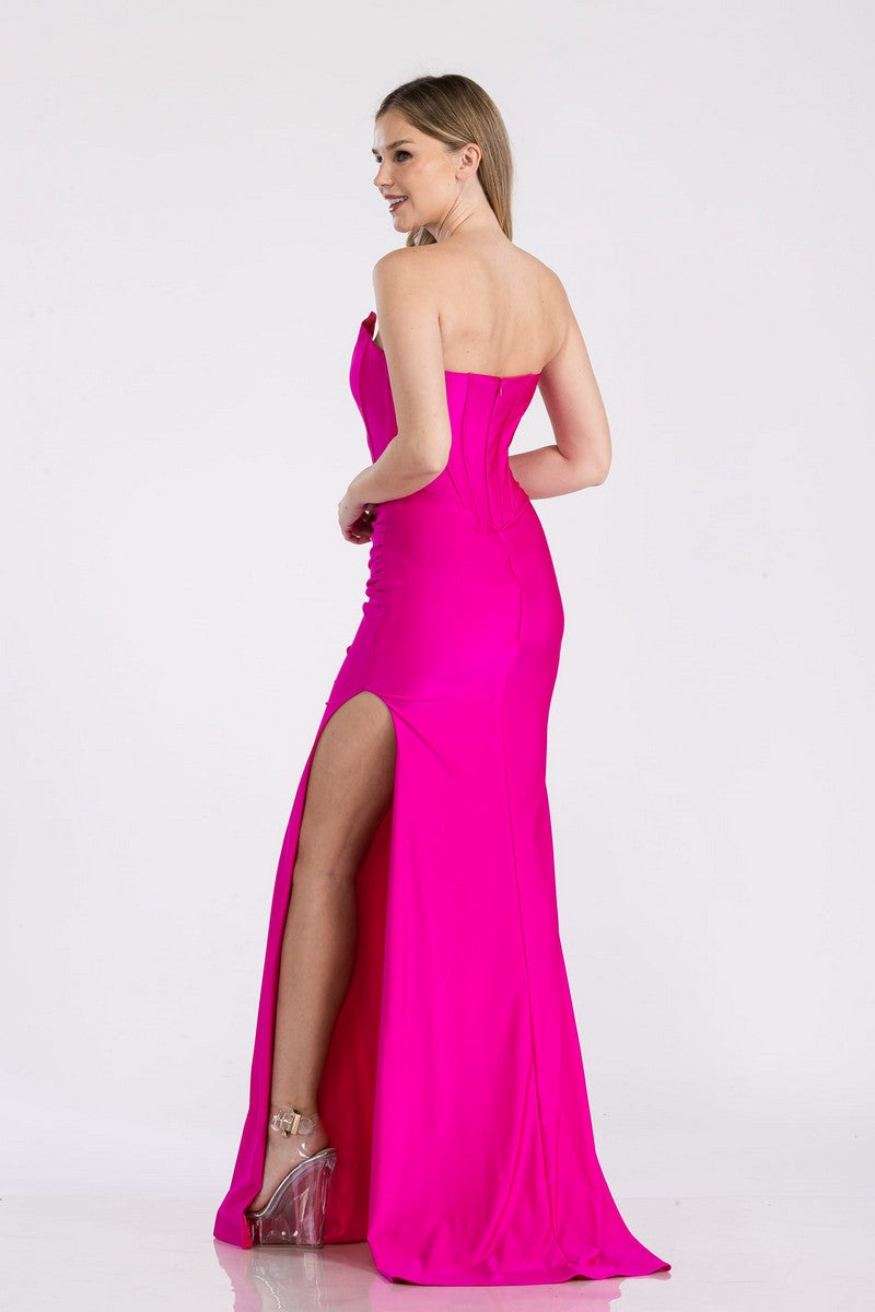 Prom Dresses Long Fitted Formal Prom Corset Dress Fuchsia