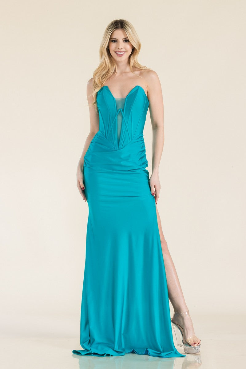Prom Dresses Long Fitted Formal Prom Corset Dress Teal