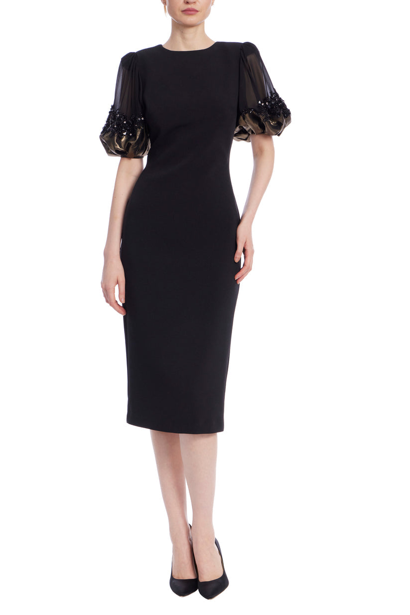 Badgley Mischka SC4318 Midi Fitted Short Cocktail Dress