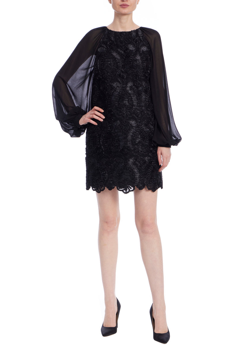 Badgley Mischka SC4319 Long Sleeve Mini Short Cocktail Dress