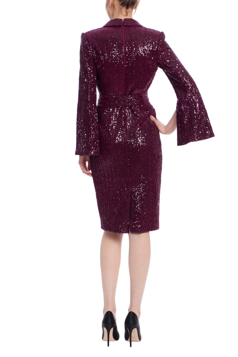 Badgley Mischka SC4321 Short Cocktail Sequin Wrap Blazer Dress