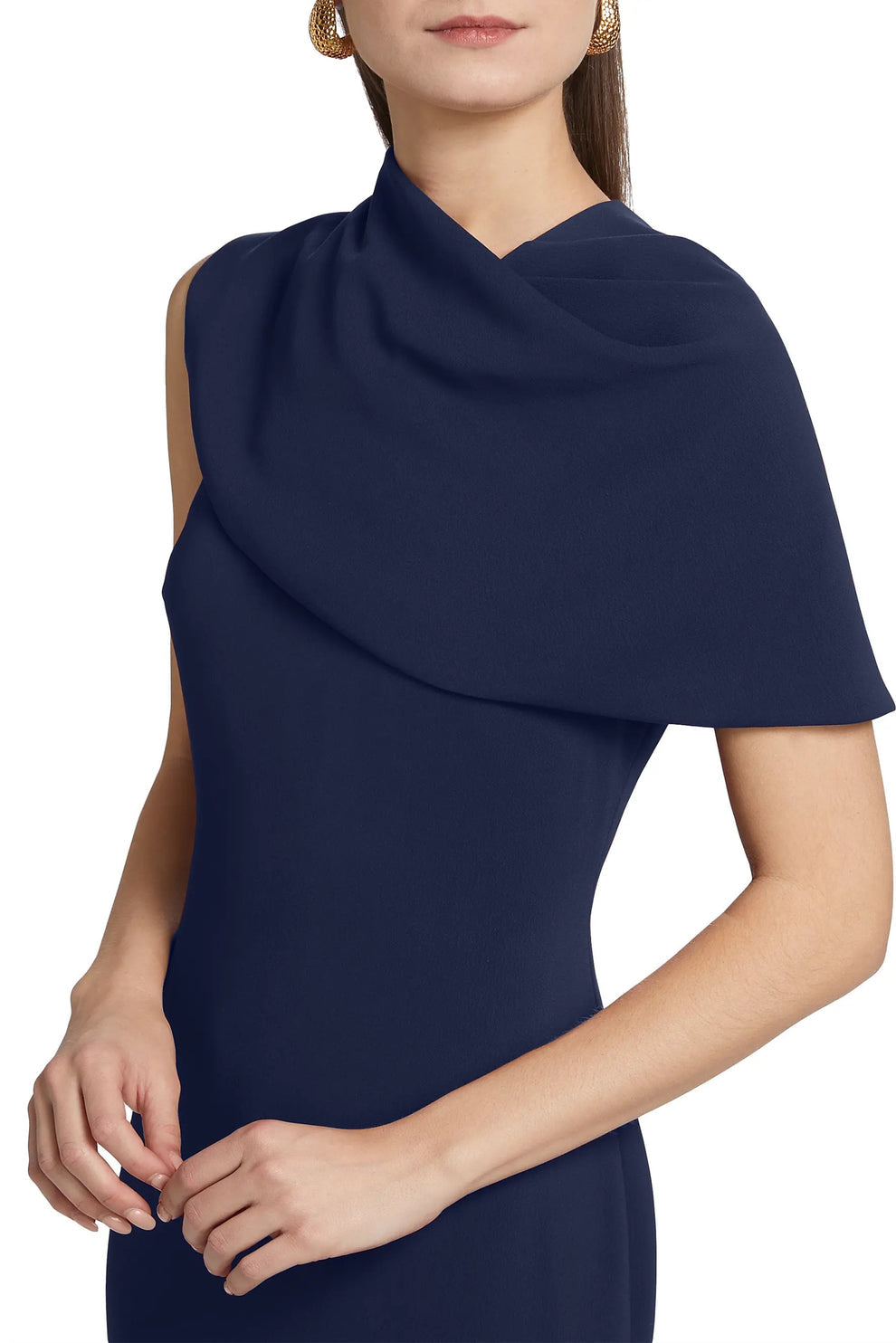 Badgley Mischka SC4326 Fitted Cape Cocktail Midi Dress
