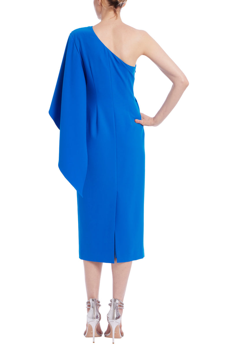 Badgley Mischka SC4346 Short Pleated Midi Cocktail Dress