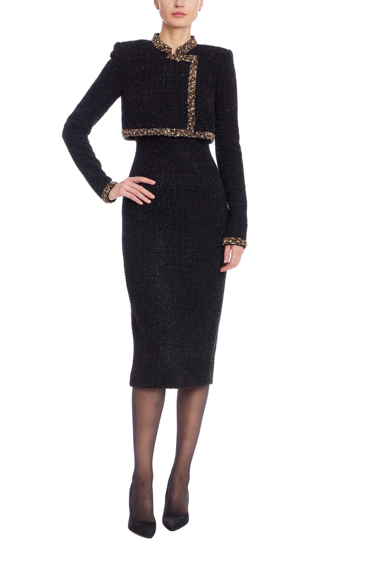 Crew/High-Neck Midi Crepe Formal Sheath/Column Badgley Mischka SC4472
