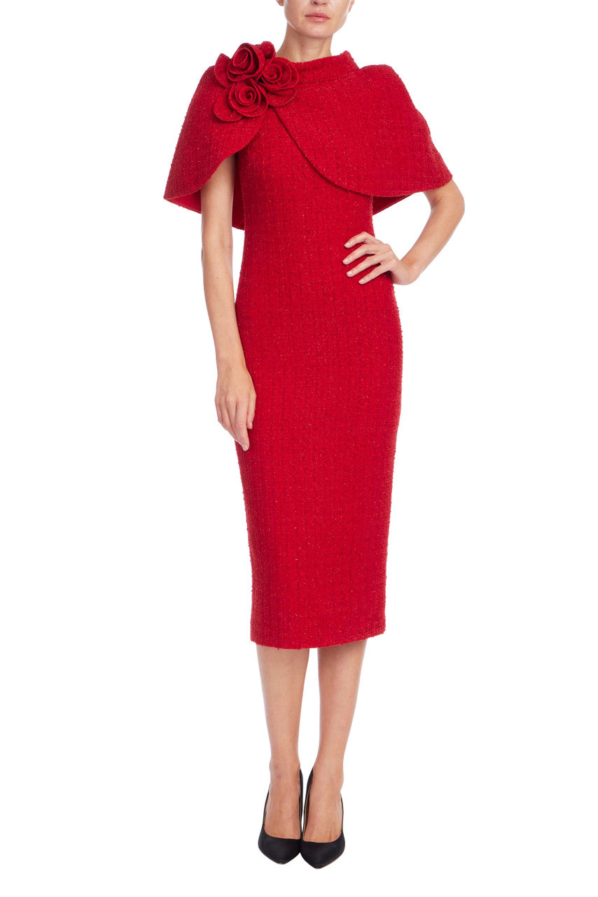 Crew/High-Neck Midi Crepe Formal Sheath/Column Badgley Mischka SC4478