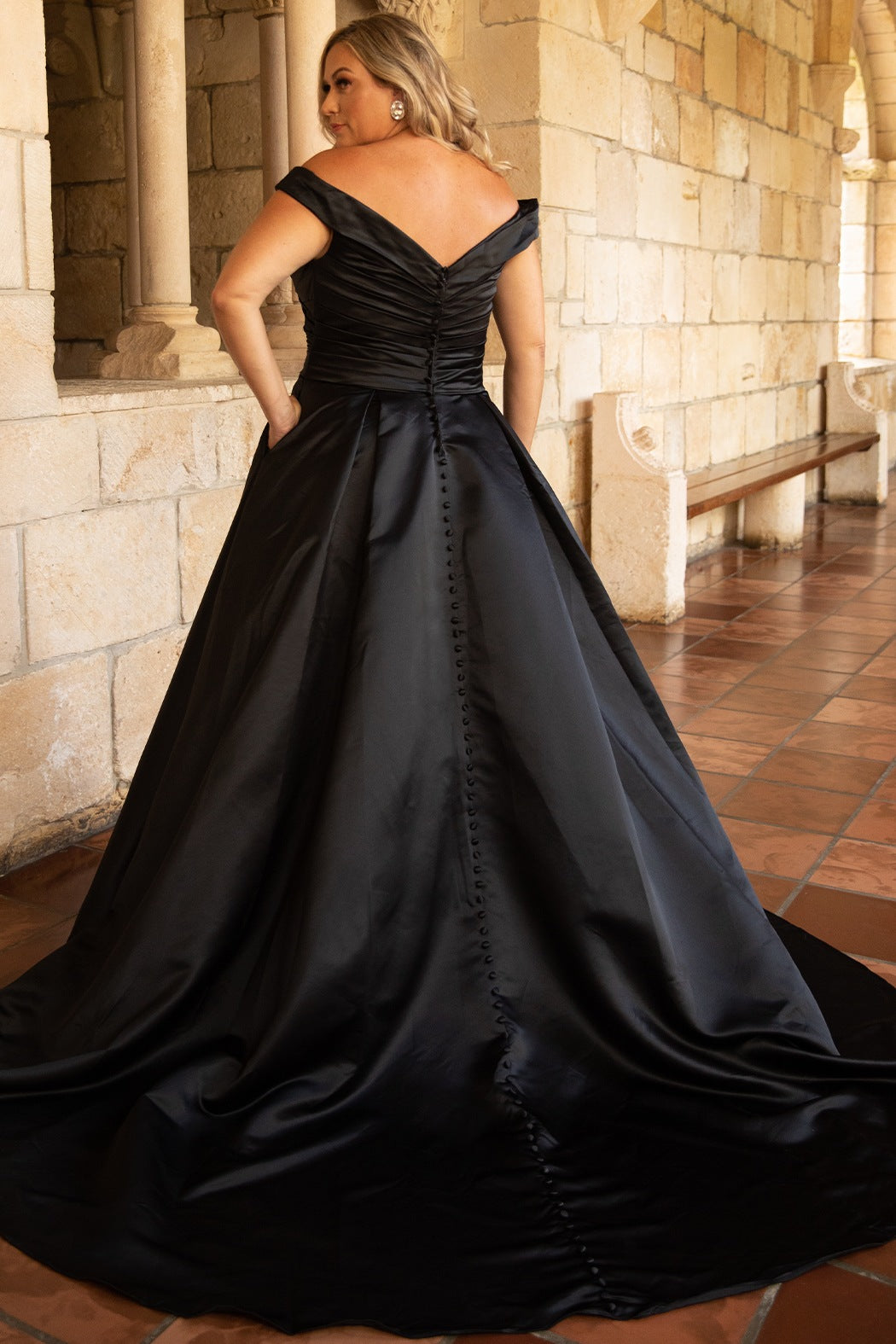 Sydneys Closet SC5257 Long Evening Gown Pleated A Line Formal Plus Size Prom Dress