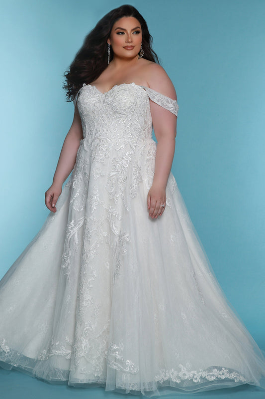 Wedding Dresses A Line Long Floral Lace Wedding Dress Ivory/Ivory