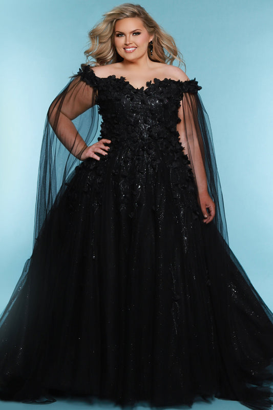Wedding Dresses Fitted Long Sequin Floral Pattern Wedding Dress Black