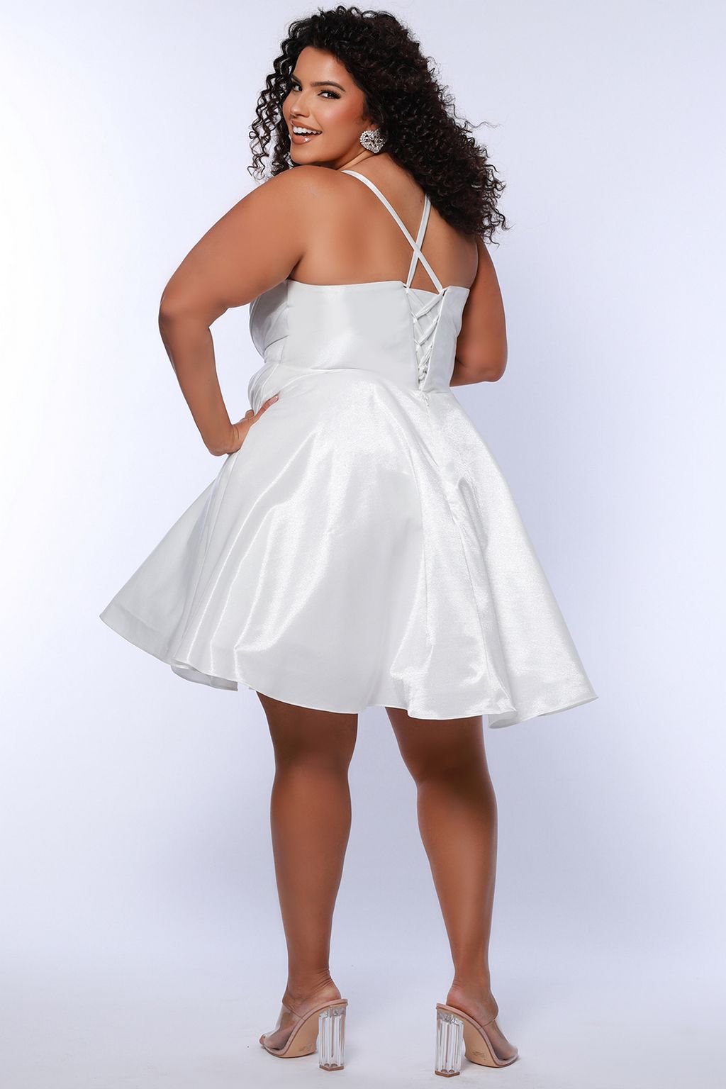 Sydneys Closet SC5341 Short A Line Pleated Wedding Dress