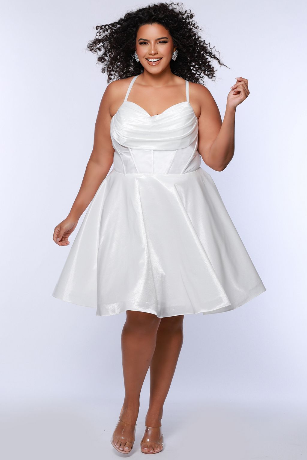 Sydneys Closet SC5341 Short A Line Pleated Wedding Dress