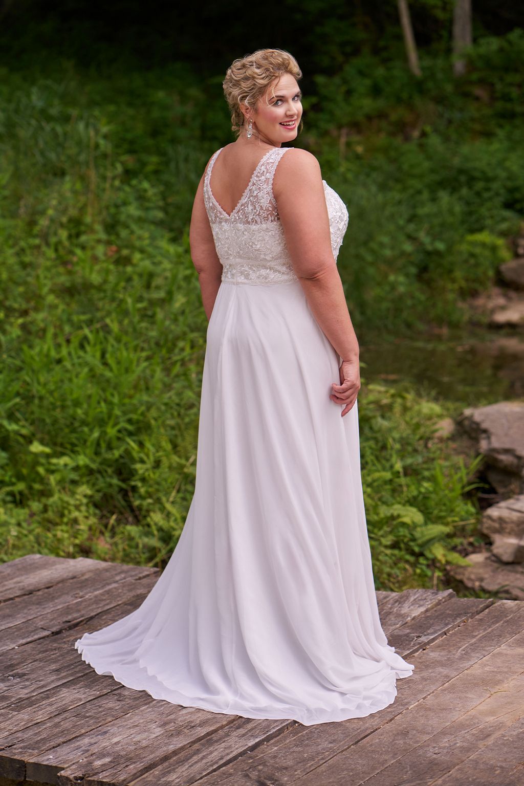 Sydneys Closet SC5350 Bridal Gown Long Floral Wedding Dress