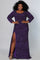  Long Sleeve Plus Size Formal Dress Purple