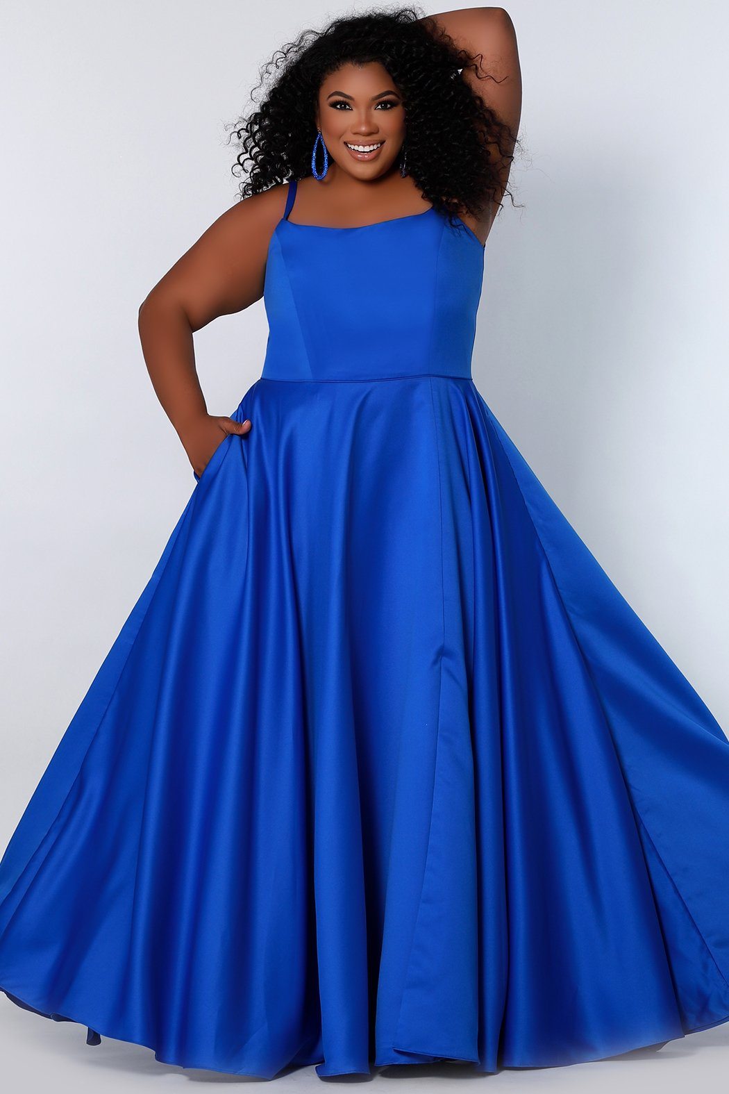 Sydneys Closet SC7335 Plus Size Long Formal A Line Pocket Prom Dress