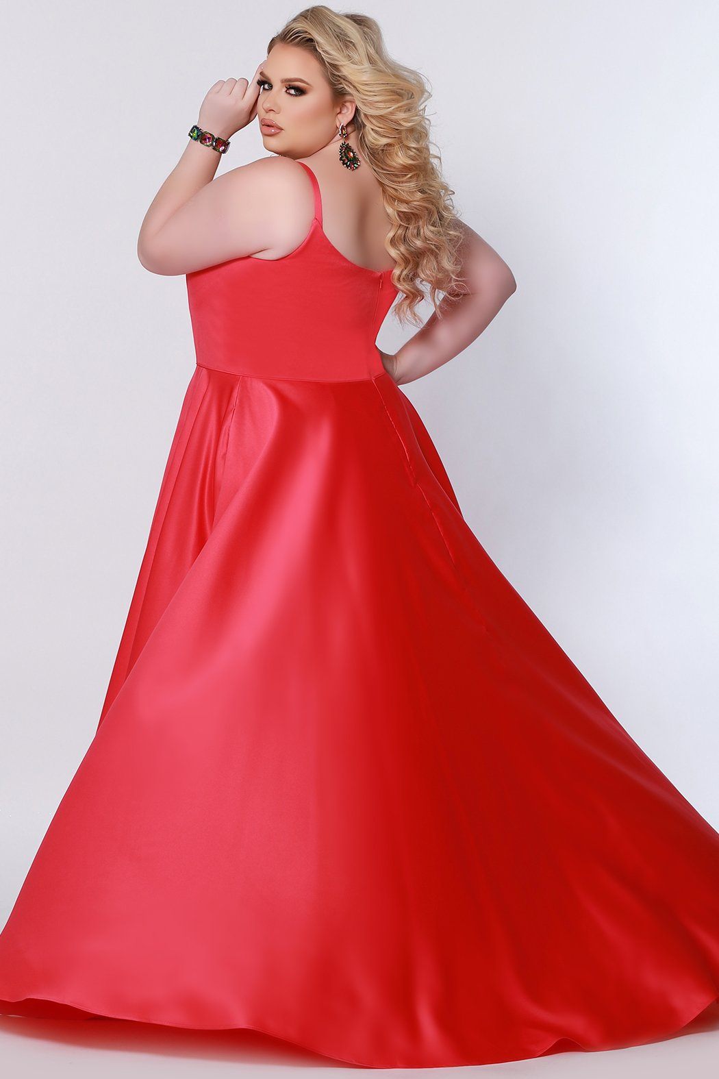 Sydneys Closet SC7335 Plus Size Long Formal A Line Pocket Prom Dress