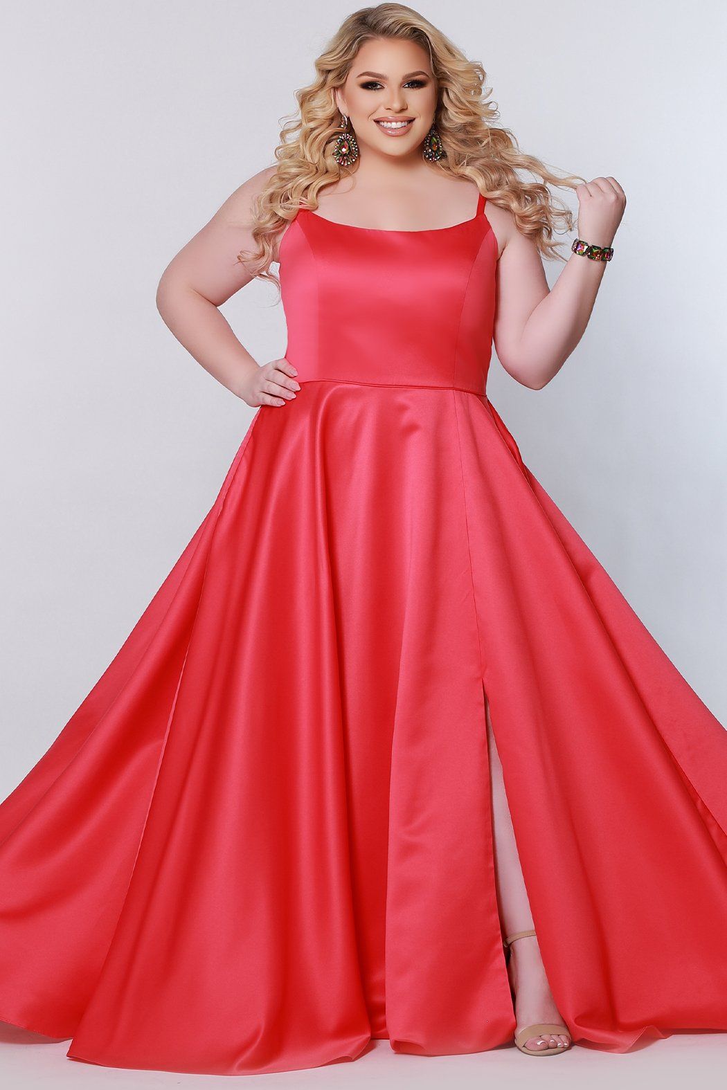 Sydneys Closet SC7335 Plus Size Long Formal A Line Pocket Prom Dress