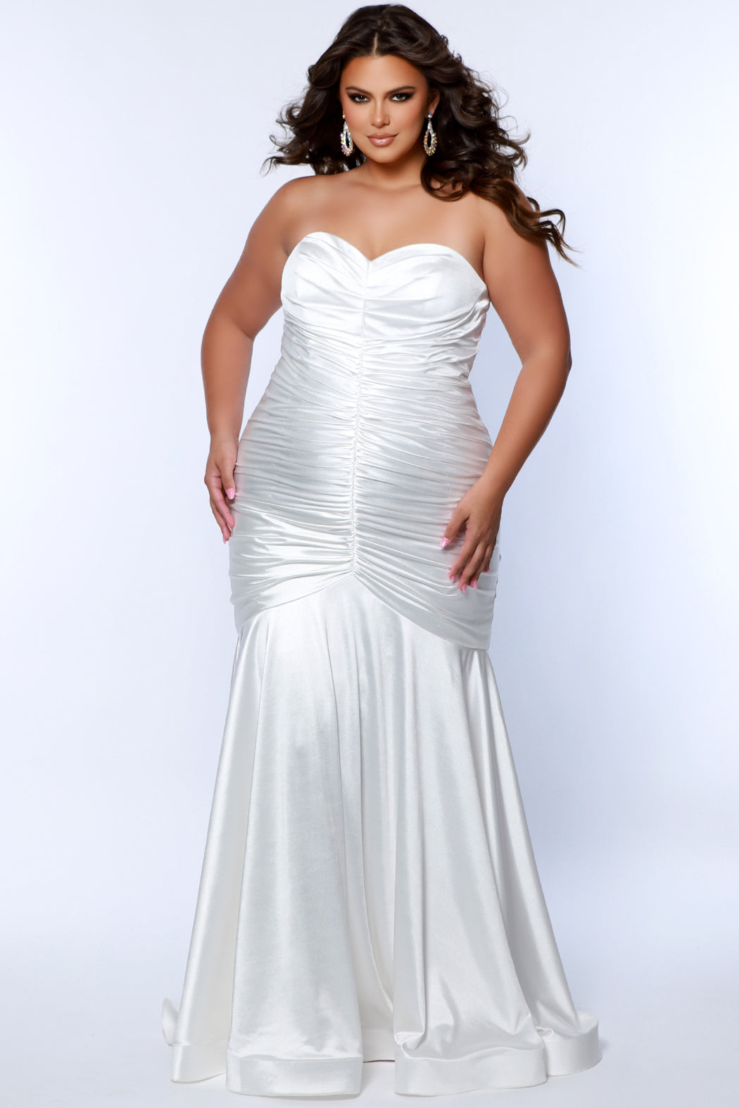 Sydneys Closet SC7364 Simple Bridal Gown Long Plus Size Wedding Dress