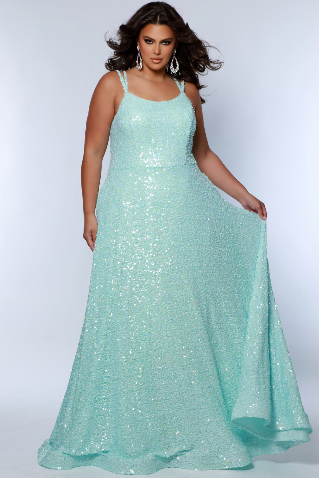 Sydneys Closet SC7365 Prom Sequin A Line Formal Plus Size Dress