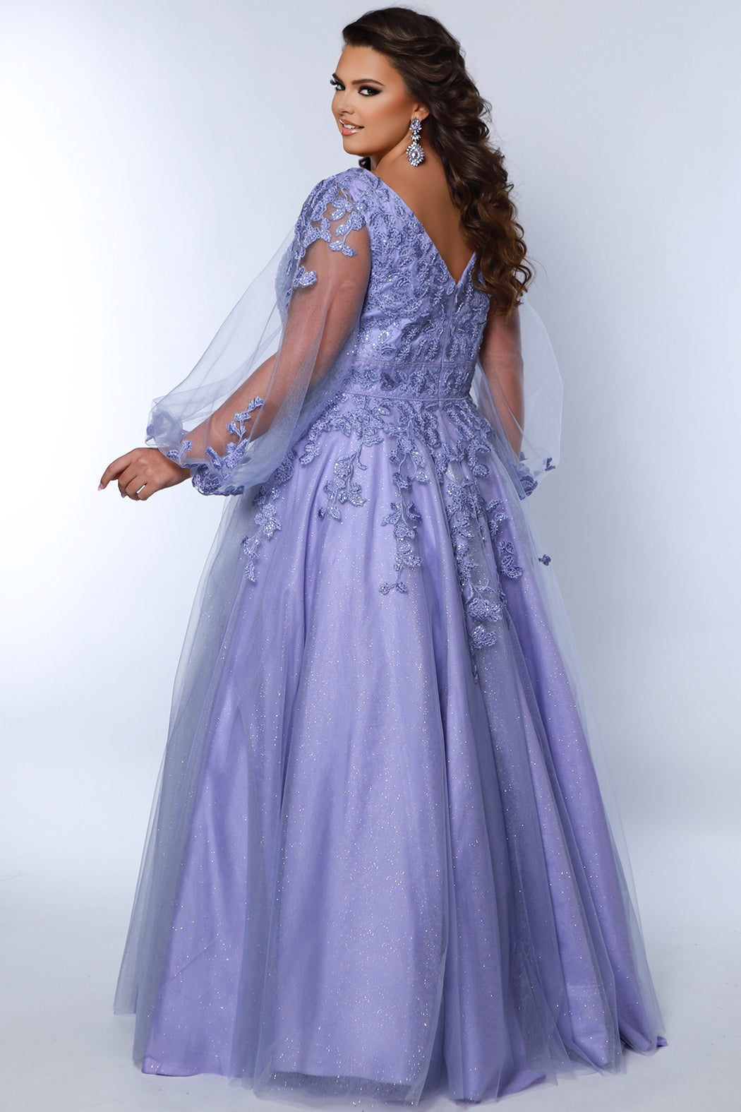 Sydney Closet SC7373 Long Floral Lace Applique Plus Size Formal Dress