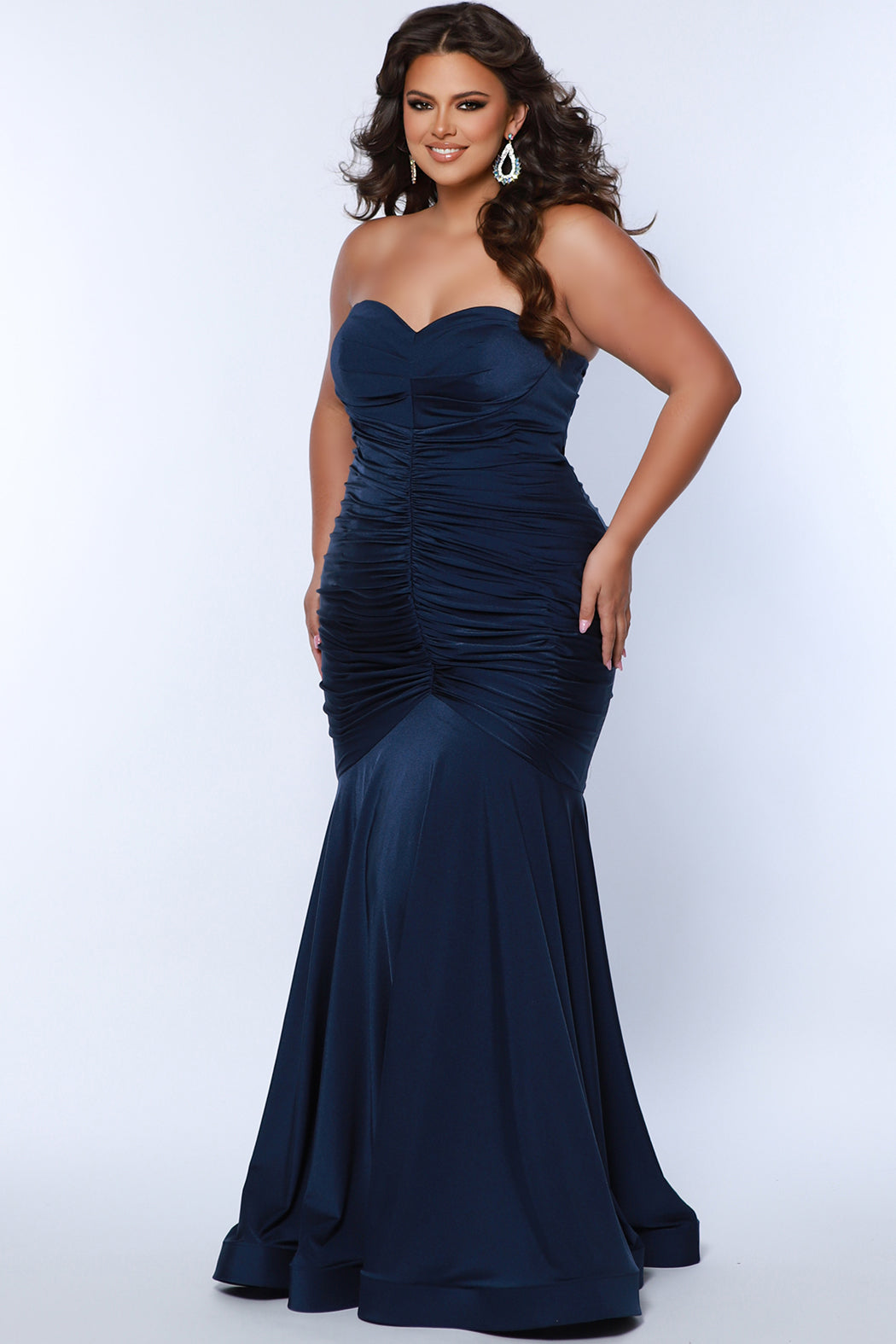 Plus Size Dresses Long Mermaid Formal Plus Size Prom Dress Navy