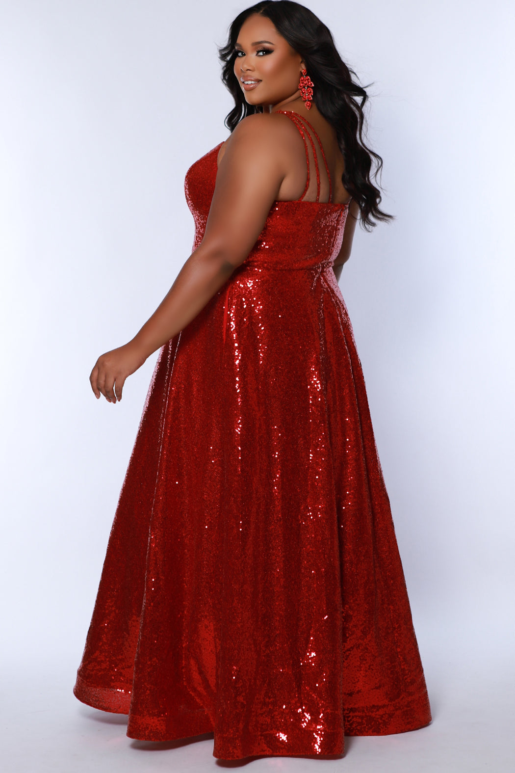 Sydney Closet SC7387 Plus Size A line Long Sequin Prom Dress