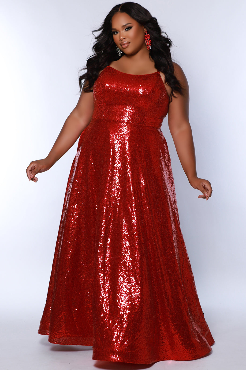 Sydney Closet SC7387 Plus Size A line Long Sequin Prom Dress
