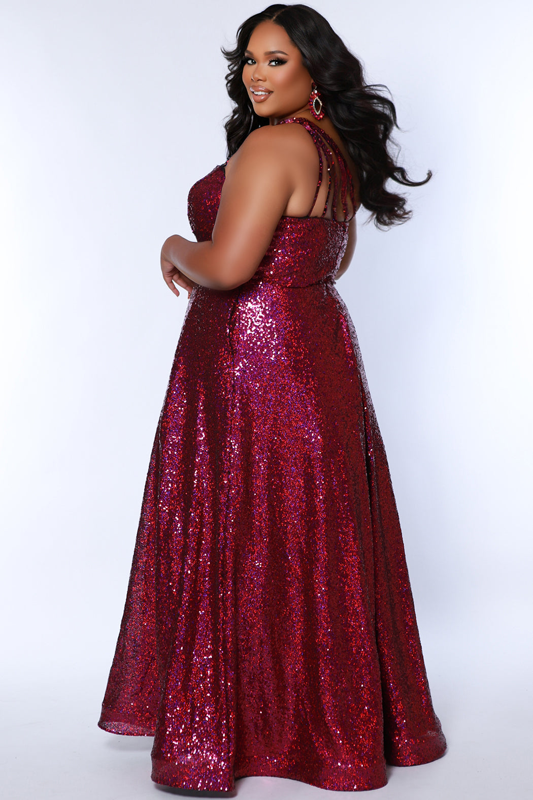 Sydney Closet SC7389 Plus Size Sequin Long Formal A Line Prom Dress