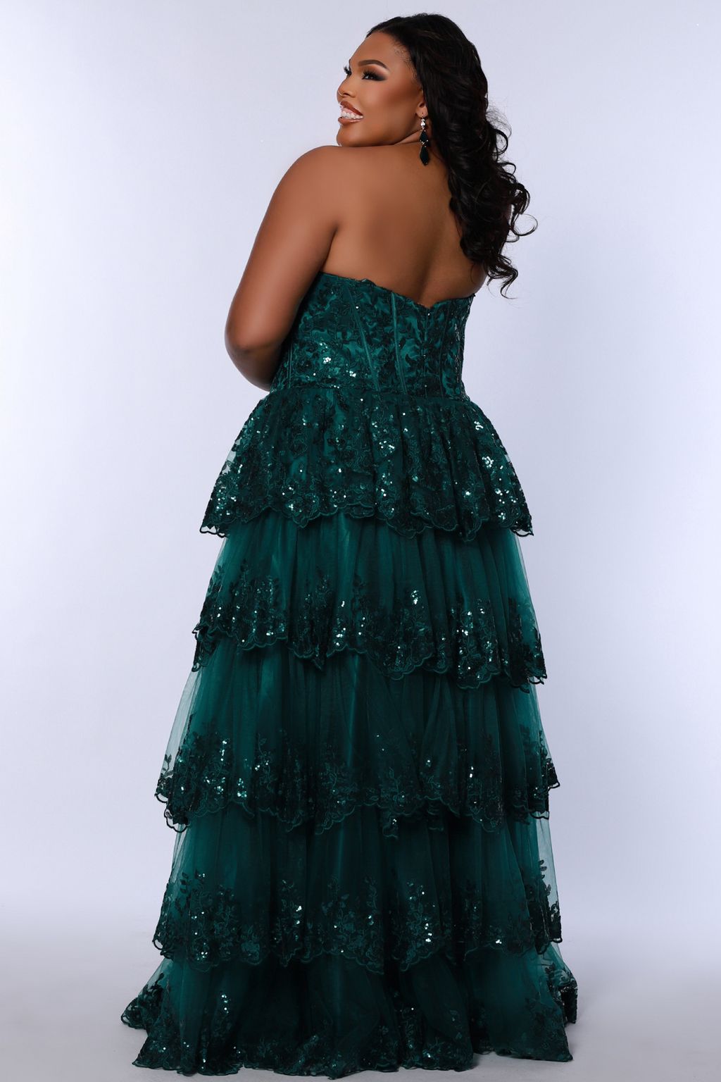 Sydneys Closet SC7398 Long Formal Floral Ball Gown Plus Size Prom Dress