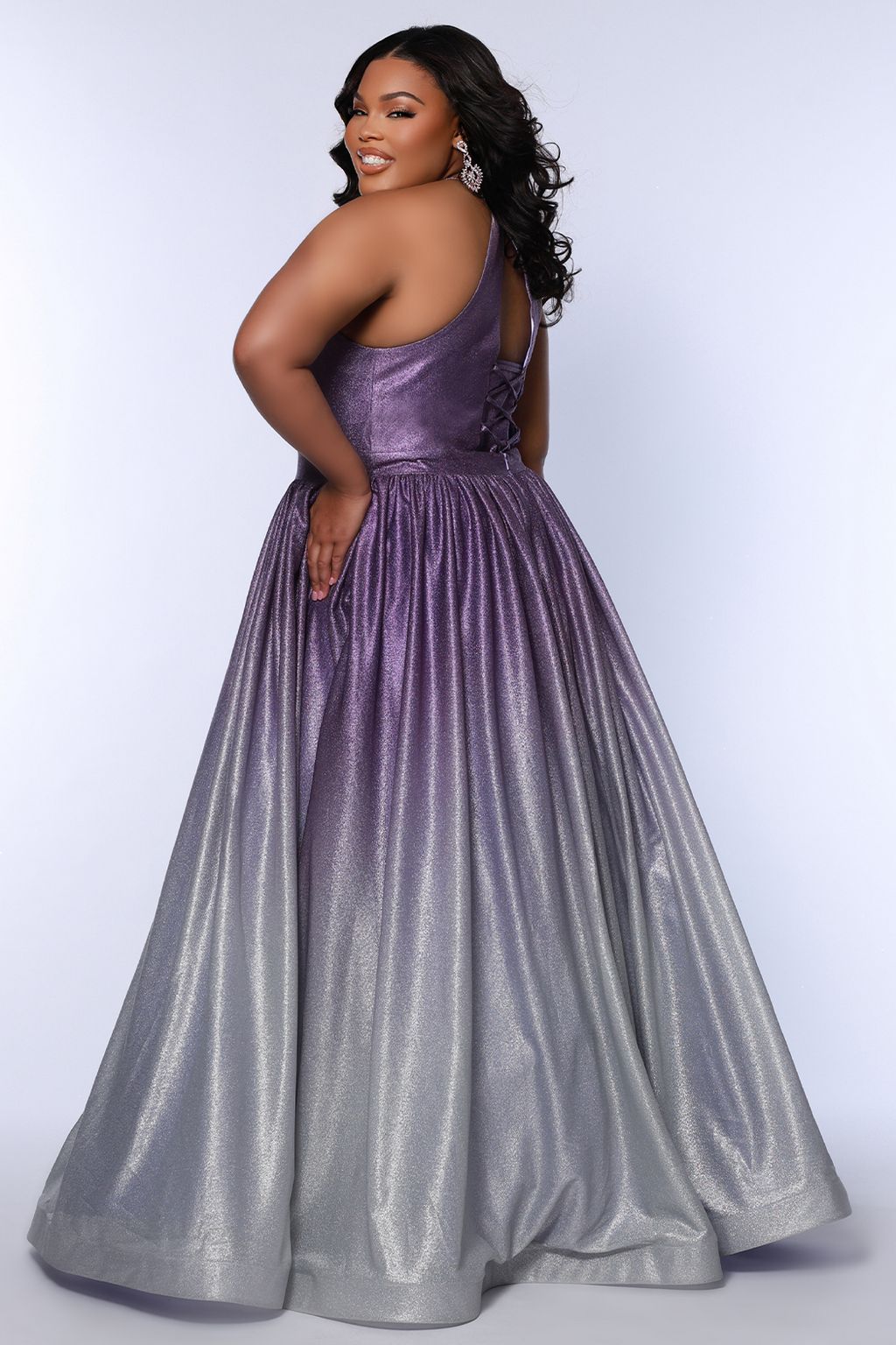 Sydneys Closet SC7403 Long Prom Ombre A Line Formal Plus Size Dress