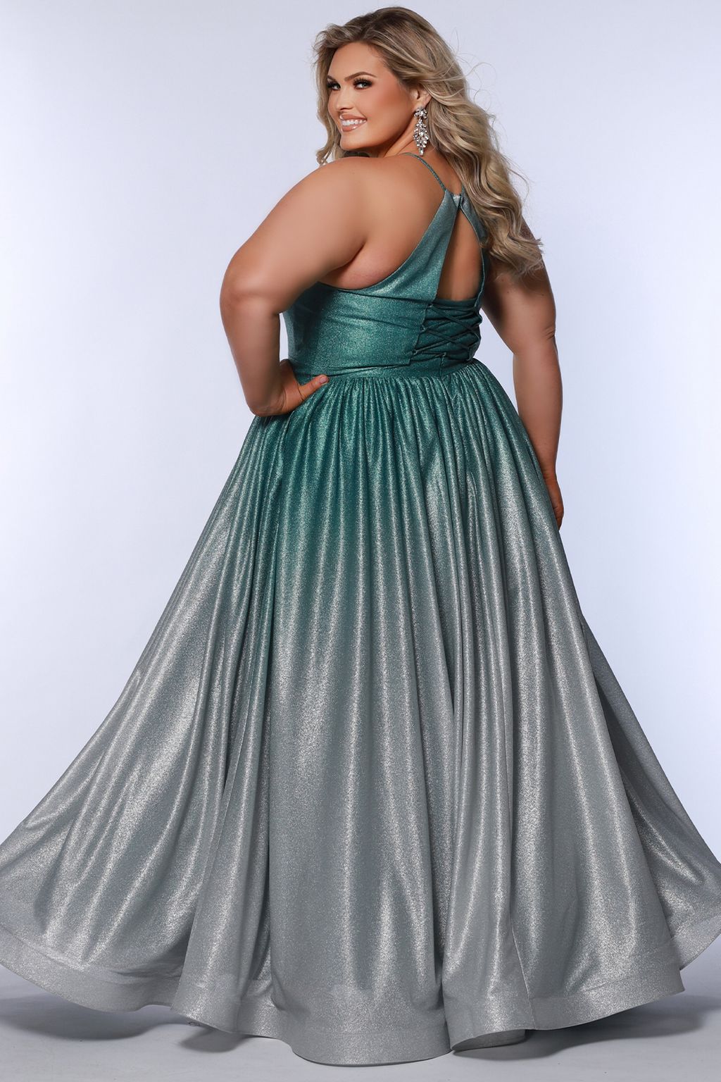Sydneys Closet SC7403 Long Prom Ombre A Line Formal Plus Size Dress
