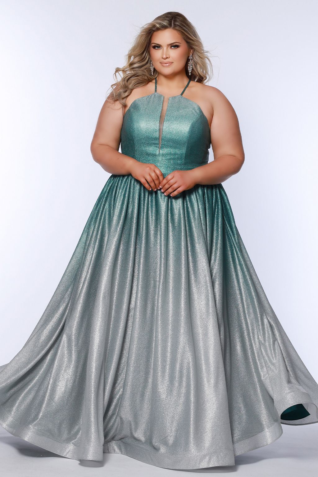 Sydneys Closet SC7403 Long Prom Ombre A Line Formal Plus Size Dress