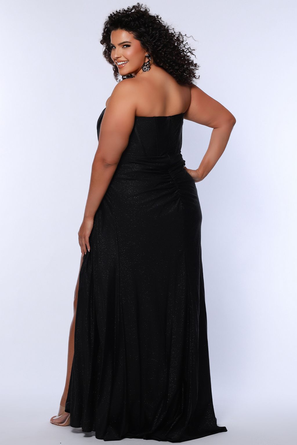 Sydneys Closet SC7412 Long Fitted Slit Formal Prom Plus Size Dress