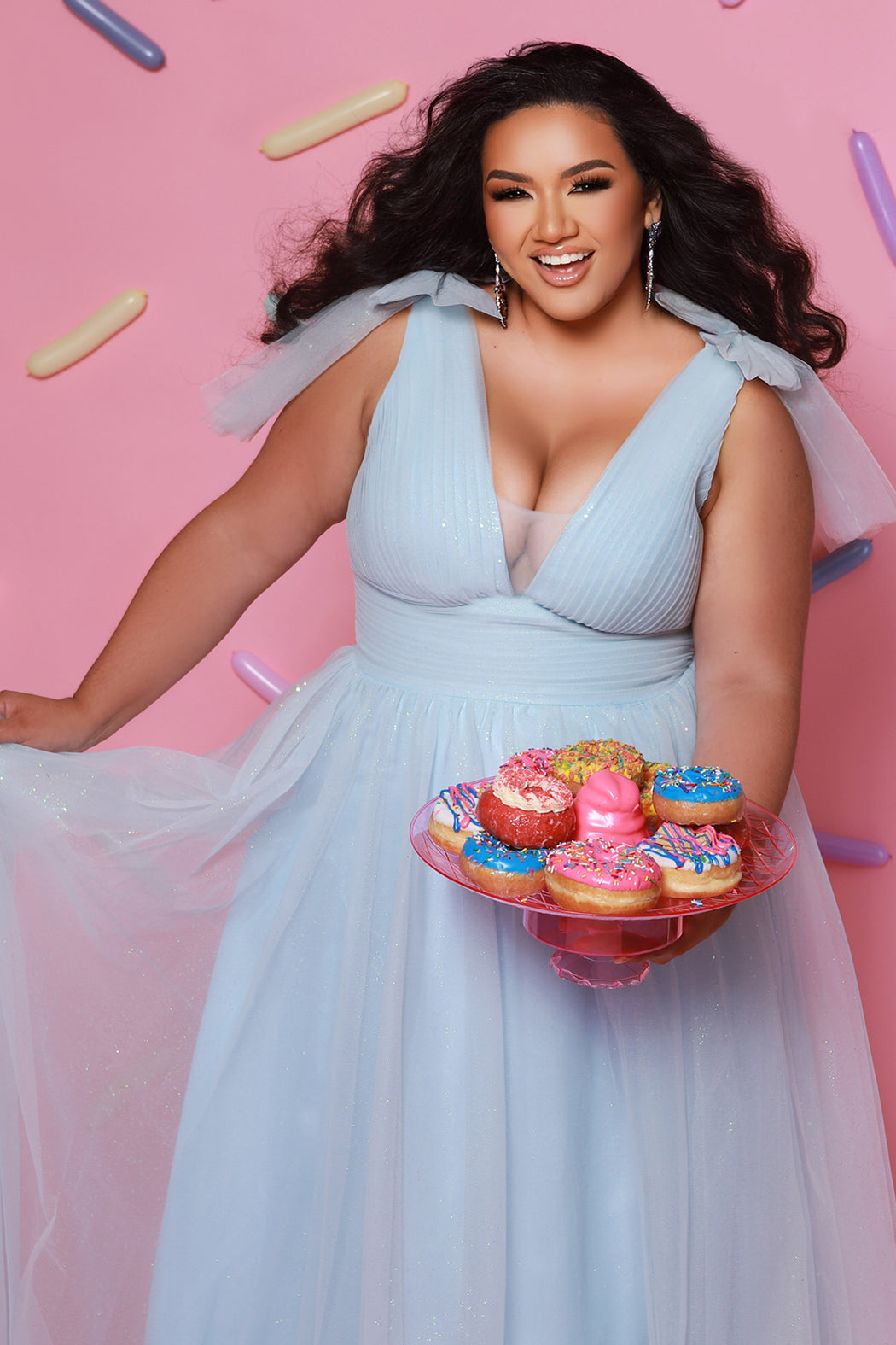 Sydneys Closet SC7417 Long Pleated A Line Plus Size Prom Dress