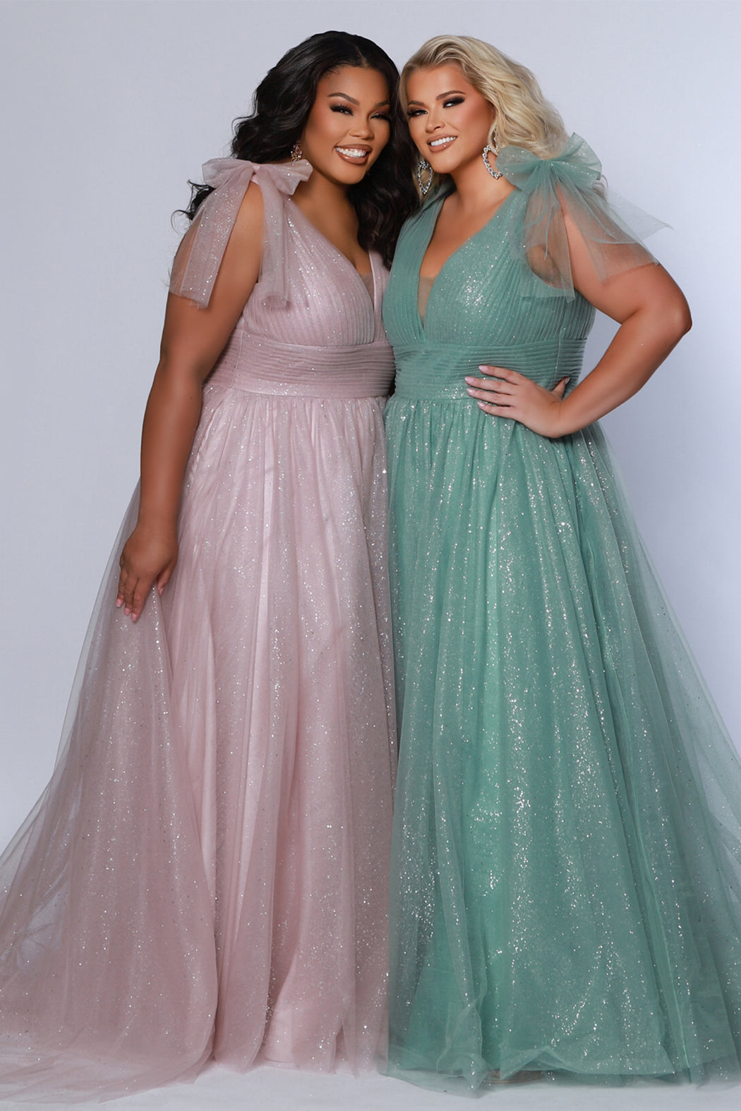 Sydneys Closet SC7417 Long Pleated A Line Plus Size Prom Dress