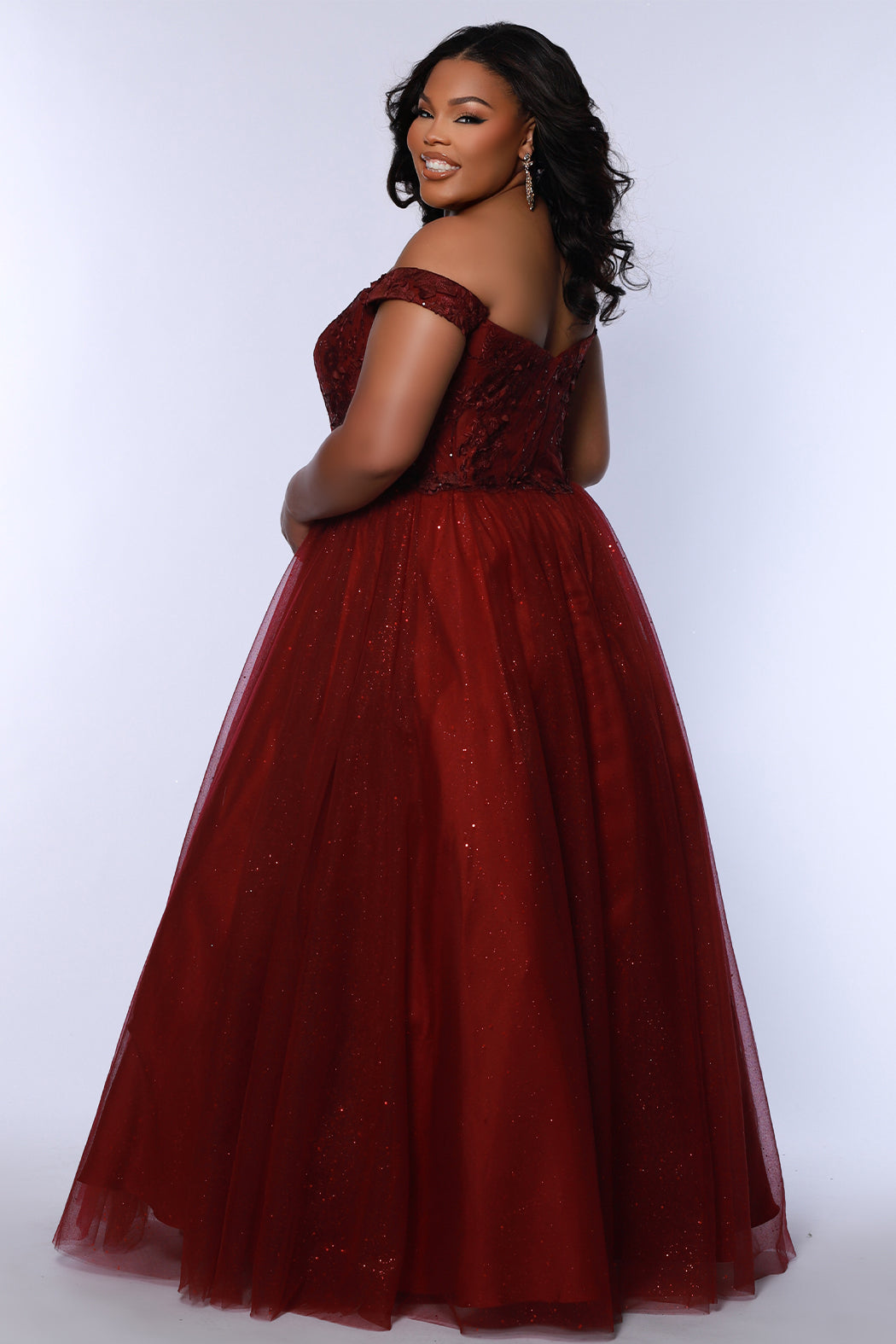 Sydneys Closet SC7428 Ball Gown Floral Formal Prom Plus Size Dress