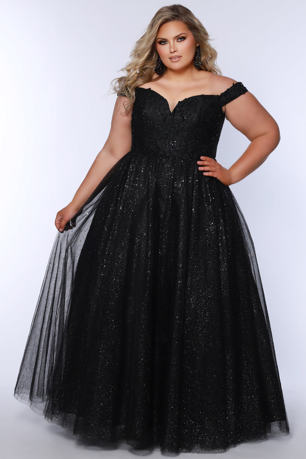 Sydneys Closet SC7428 Ball Gown Floral Formal Prom Plus Size Dress