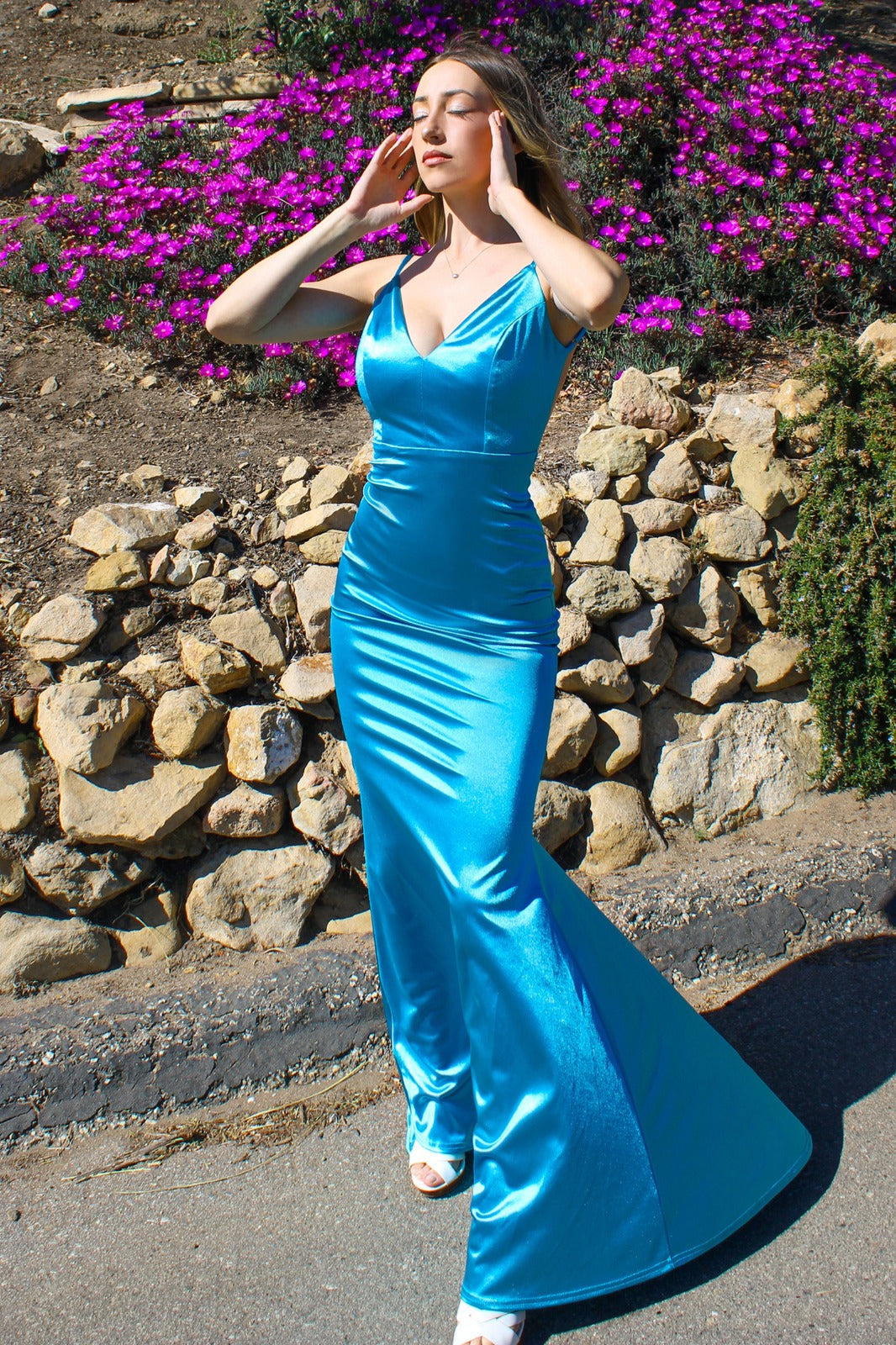 Neon blue dress store