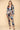 Pant Suit Floral Satin Print Jacket Pant Set Navy Coral