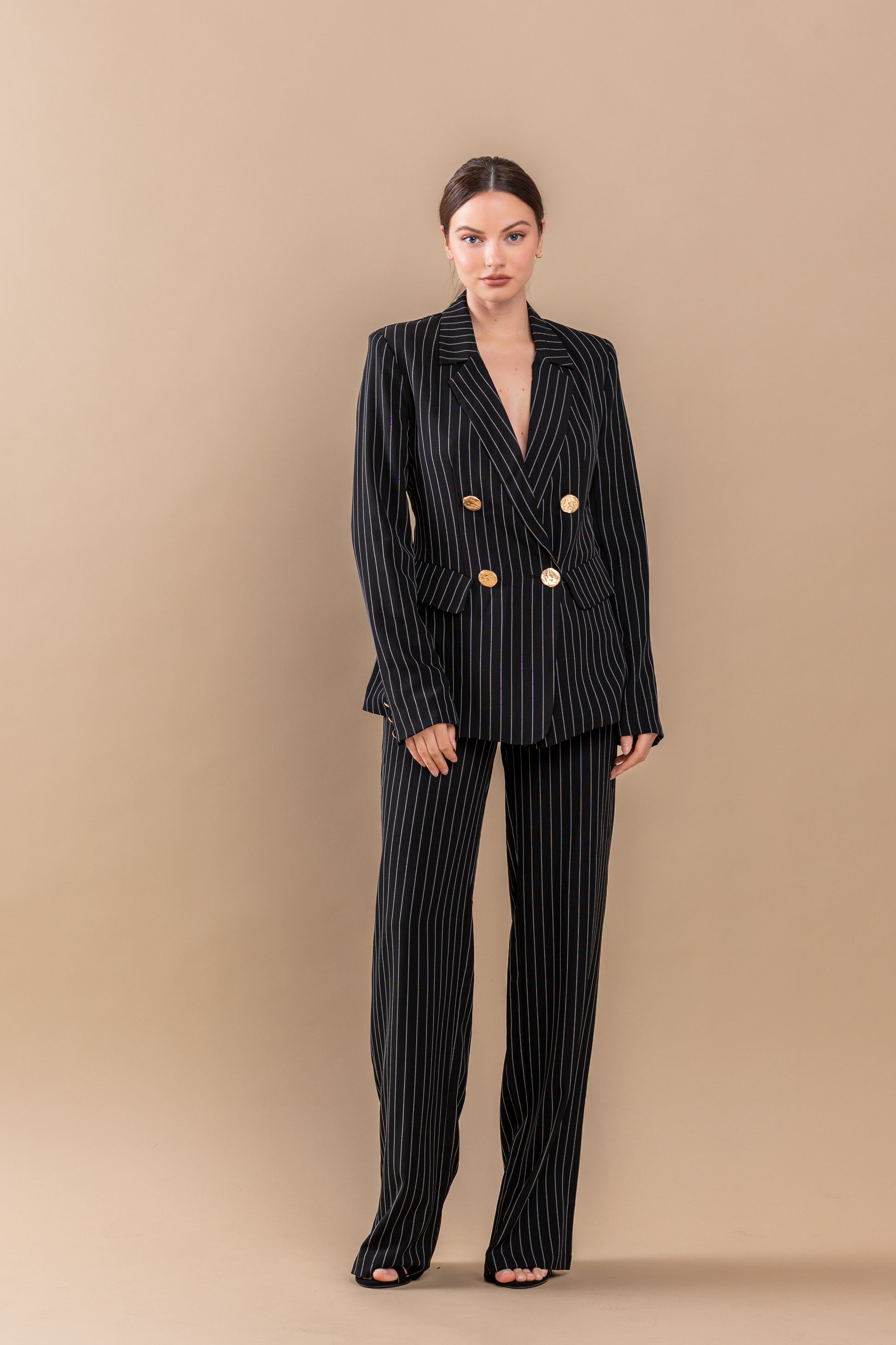 Long Sleeve Jacket Straight Leg Pant Set