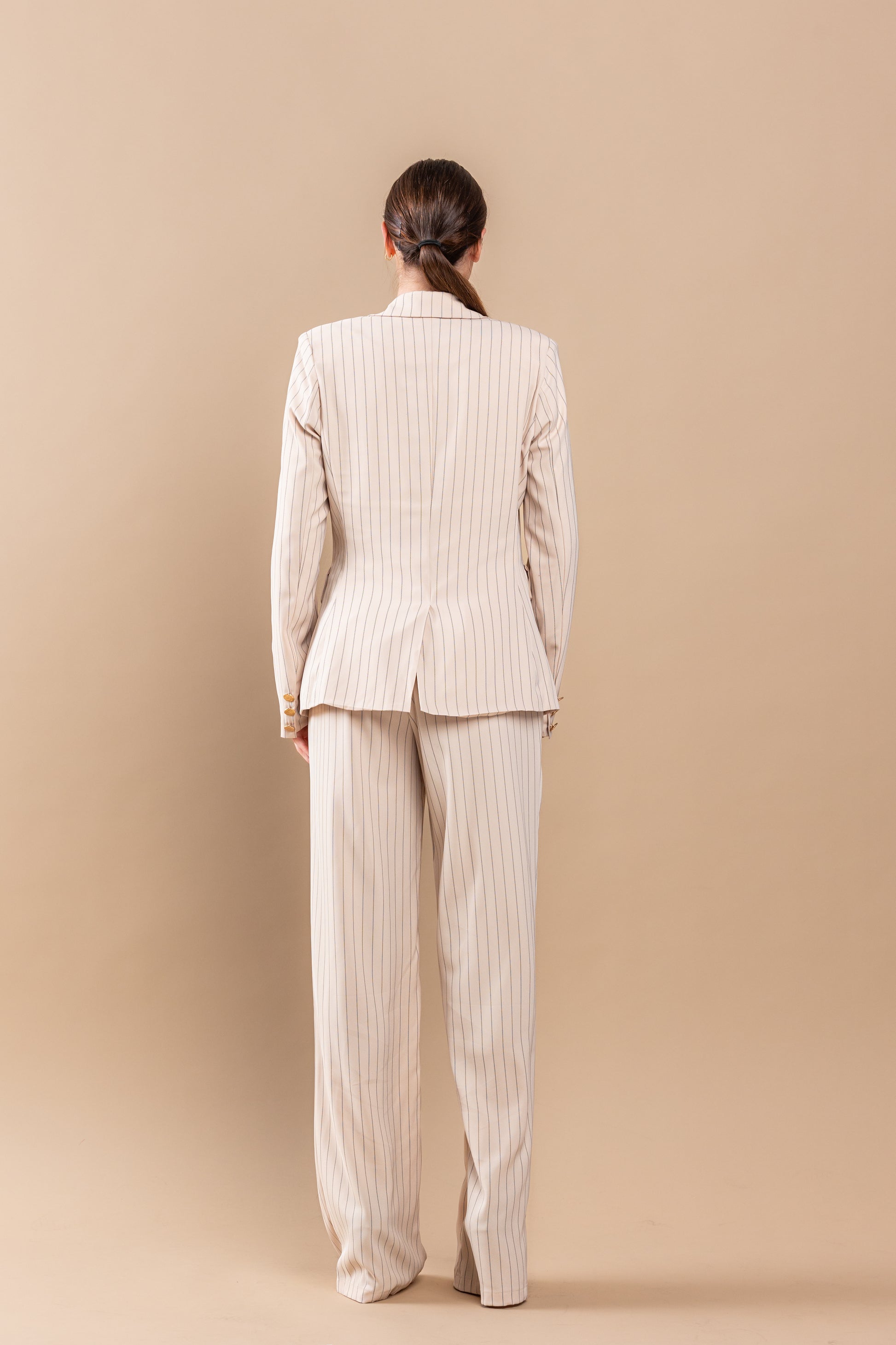 Long Sleeve Jacket Straight Leg Pant Set