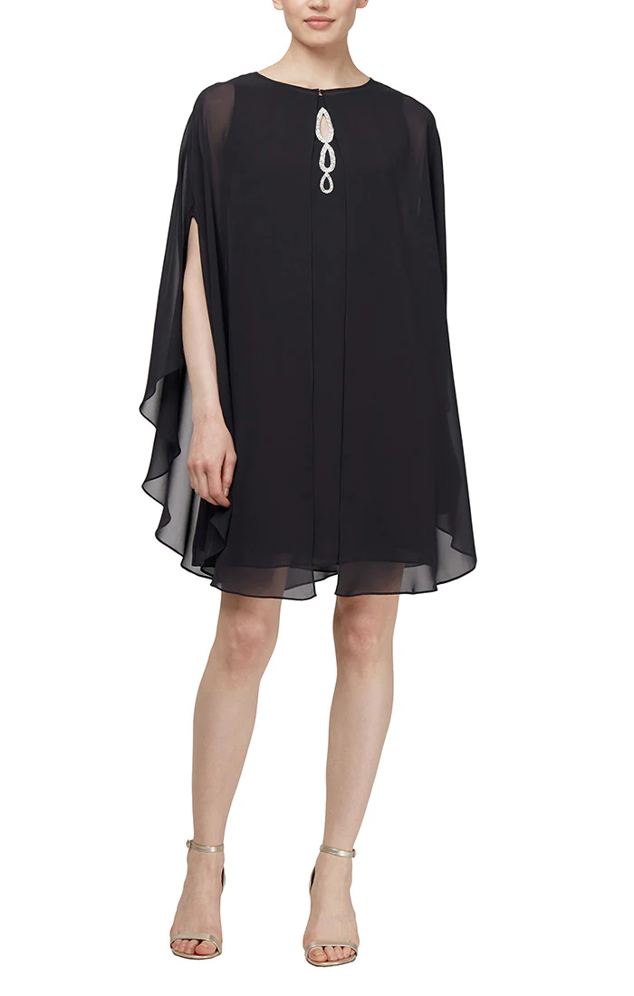 SL Fashions Short Sleeveless Chiffon Dress 112806 - The Dress Outlet
